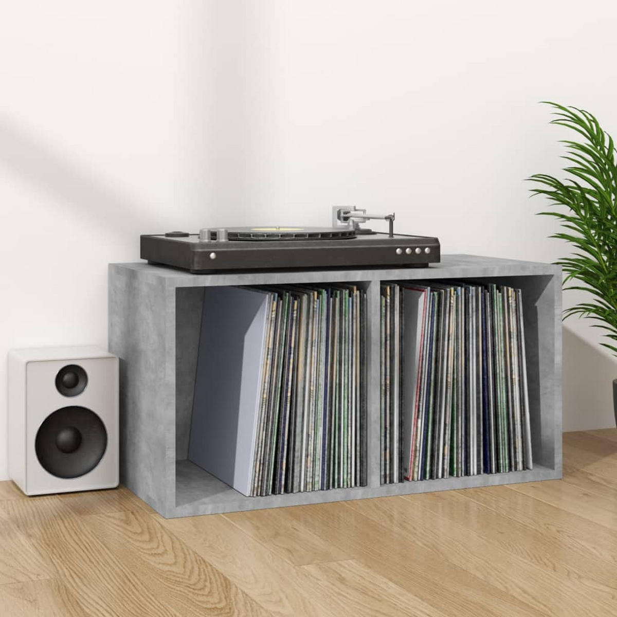 SCHALLPLATTEN-AUFBEWAHRUNGSBOX Betongrau 71/34/36 Cm - Grau, Holz (34/34/71cm) - vidaXL