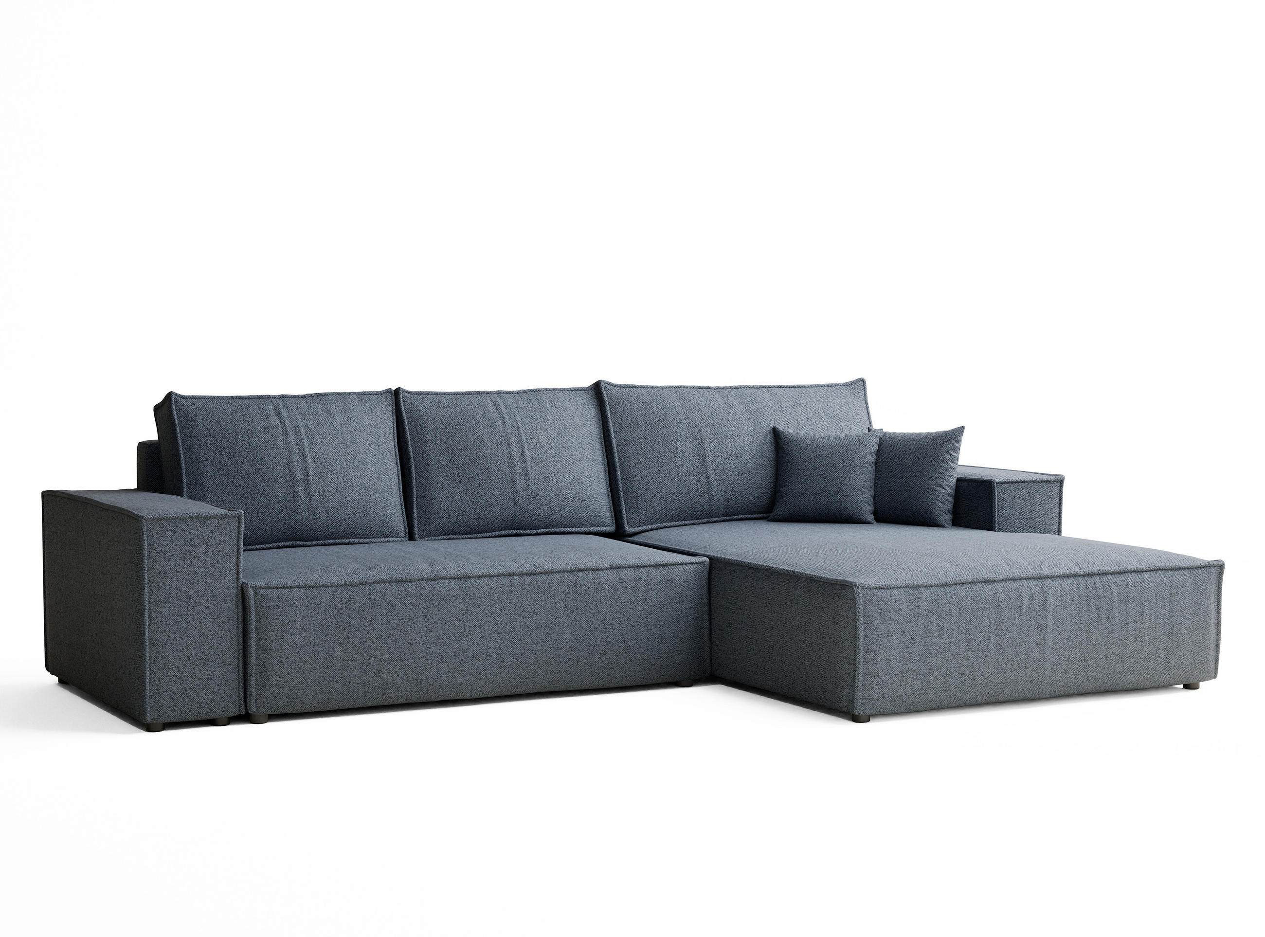 ECKSOFA MIT SCHLAFFUNKTION Maze Blau Grau Webstoff - Blaugrau/Schwarz, Holz/Holzwerkstoff (294/185cm) - Maison de Reve