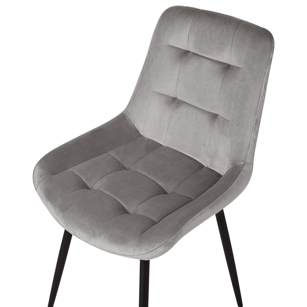 ESSZIMMERSTUHL 2er-Set Samtstoff Grau Melrose - Grau, Textil/Metall (51/82/59cm) - Beliani