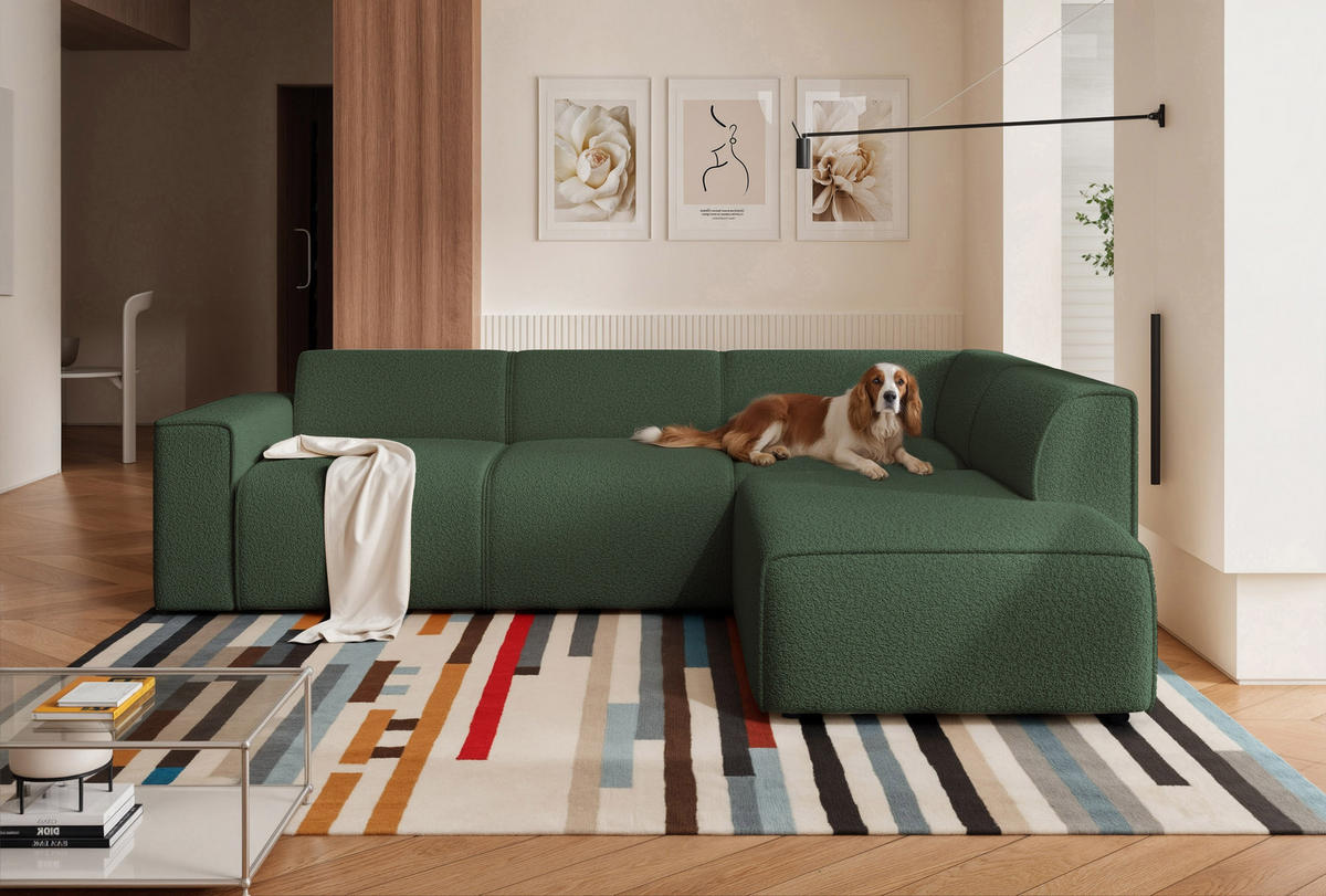 ECKSOFA ZAVO Feiner Mischstoff in Grün - Grün, Holzwerkstoff/Kunststoff (310/218cm) - Idohome