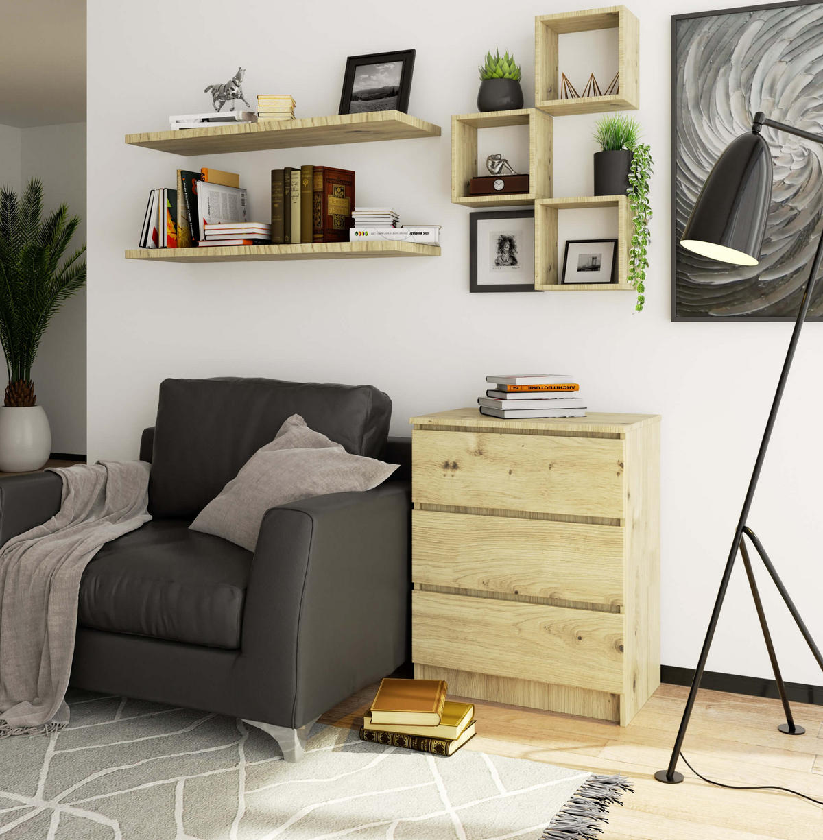 KOMMODE Eiche Artisan 77/60/40 - Eiche Artisan, Holzwerkstoff (60/77/40cm) - RAUMHIRSCH FURNITURE