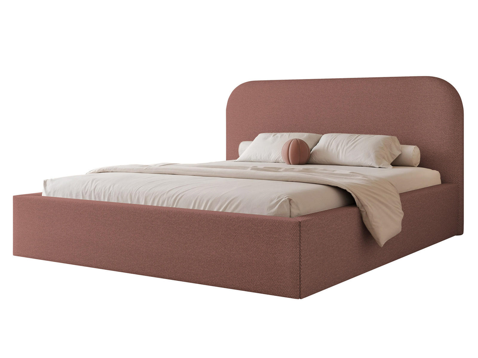 POLSTERBETT FUZZI 140x200 cm Ziegelrot (Stoff Lumi) - mit Bettkasten und Lattenrost - Terracotta, Holzwerkstoff/Textil (140/200cm) - Ravio