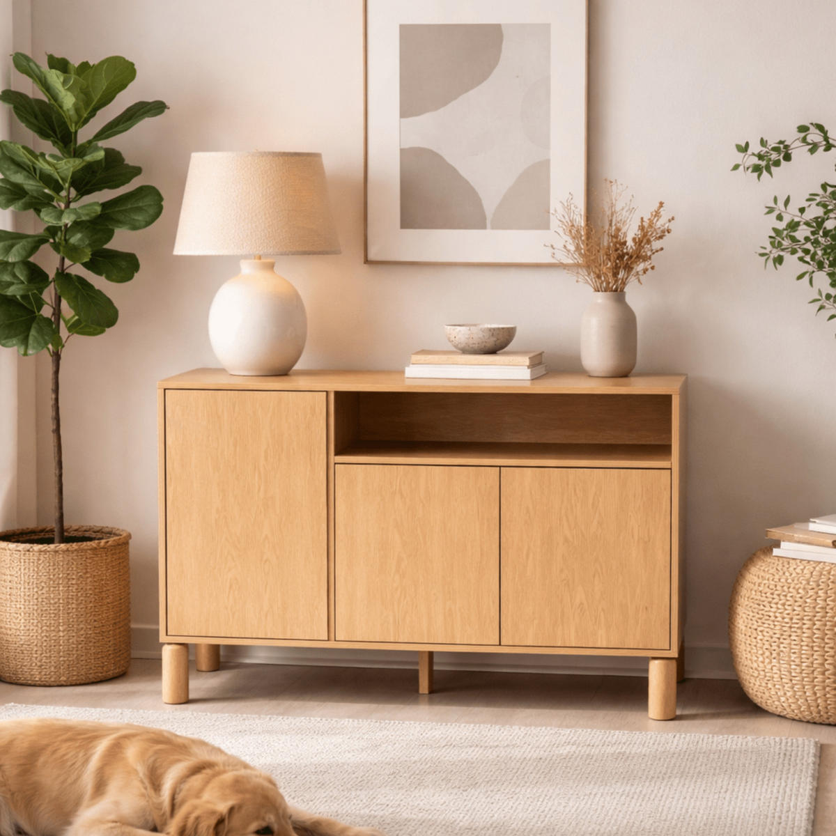 KOMMODE Sanden SN-2 140 x 91,6 x 40,6 cm Eiche Bookmatch - Eichefarben, Holz/Holzwerkstoff (140/91.6/40.6cm) - Koseto