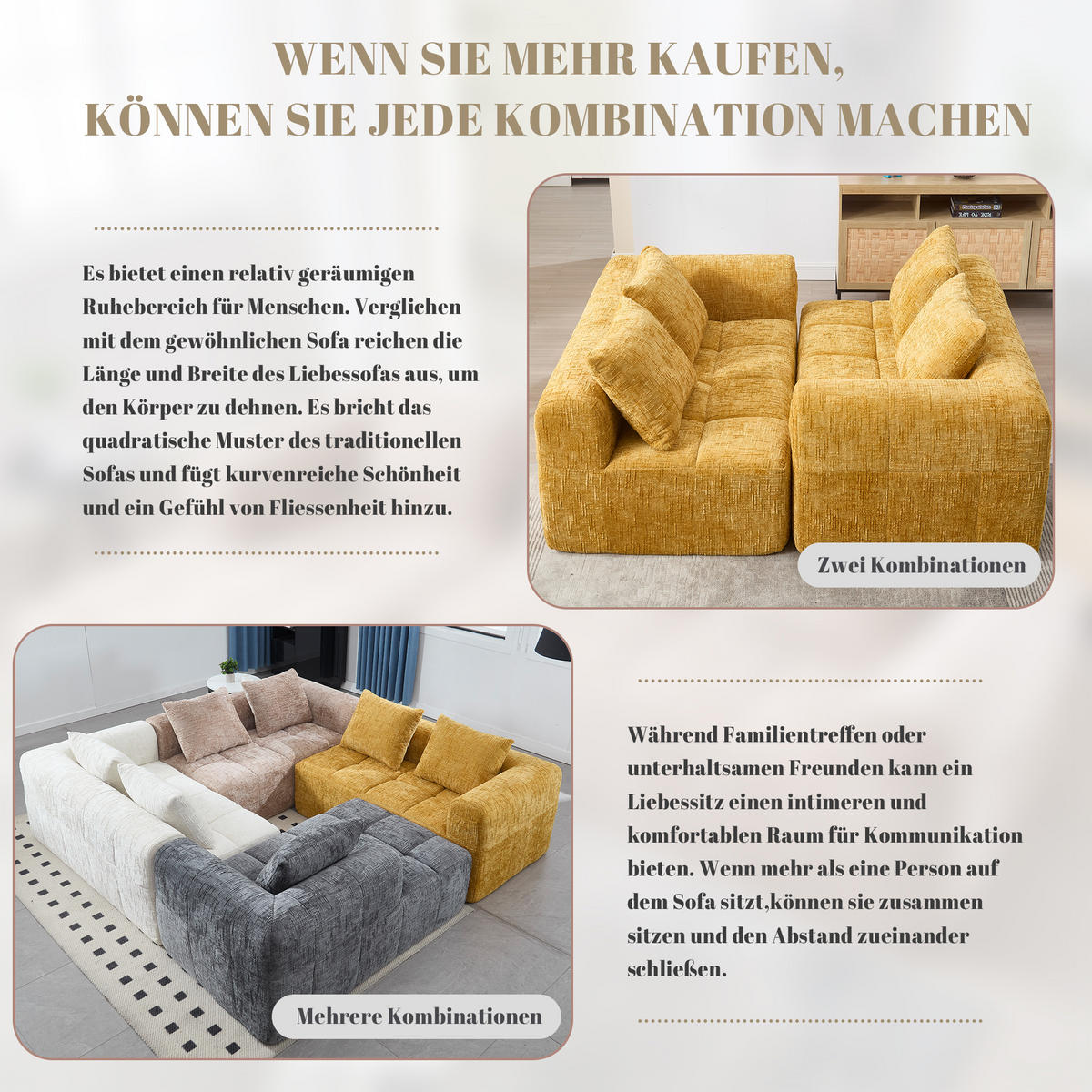 2-SITZER Sofa Chenille mit Chaiselongue und Seitentaschen 158/90/60 cm Gelb - Gelb, Textil (60/158/90cm) - Redom