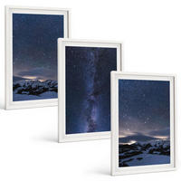 BILDER SET 3er Set - 40x60 cm Weißer Rahmen - Nachthimmel, Berge, Sterne - Weiß, Kunststoff (40/60cm) - TULUP