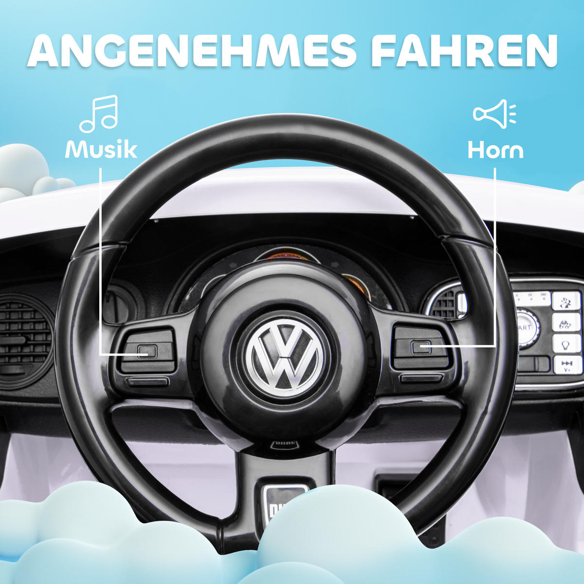 KINDER ELEKTROAUTO, Kunststoff, Metall, Weiß - Weiß, Kunststoff (97/56.5/46cm) - AIYAPLAY
