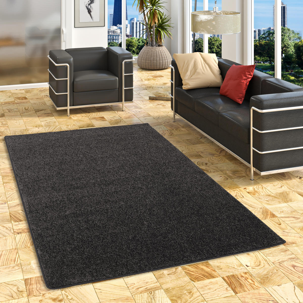 HOCHFLOR LANGFLOR TEPPICH COTTAGE - Anthrazit, Textil (200/200cm) - Snapstyle