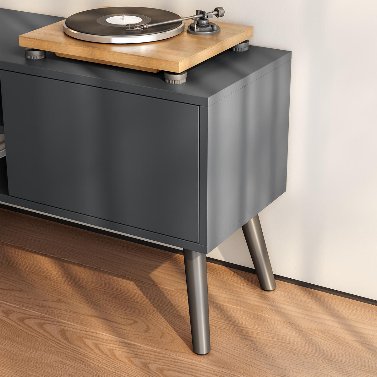 LOWBOARD Eskilstuna - Dunkelgrau, Holz/Holzwerkstoff (120/46.5/29.5cm) - [en.casa]