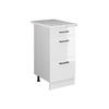KÜCHENSCHRANK R-Line Weiß Hochglanz 40 cm mit Schubladen AP Marmor - Weiß Hochglanz/Weiß, Holzwerkstoff (40/81.6/60cm) - Vicco