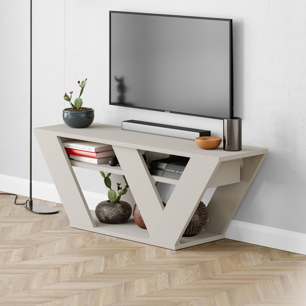 LOWBOARD Pipralla Sandstein 110/30/40 cm - Sandfarben, Holzwerkstoff (110.5/40/30cm) - Decortie