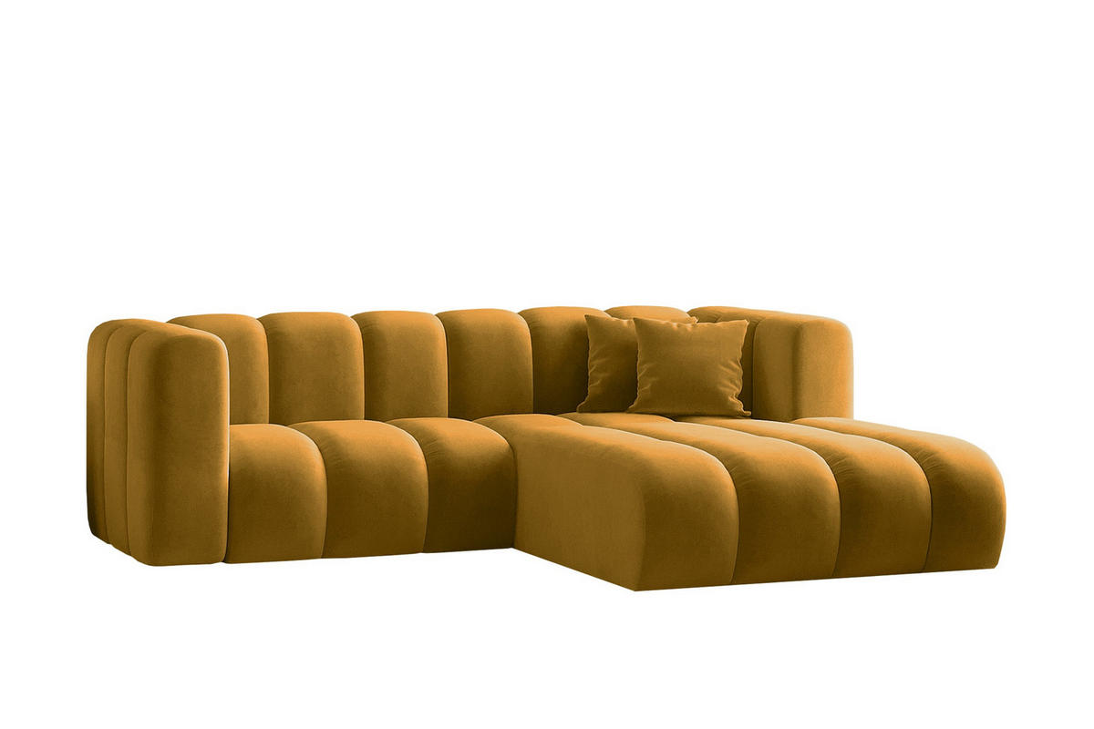 ECKSOFA L-from, Sofa Grand modular stoff Salvador Gelb Rechts - Gelb, Holz (227/179cm) - Kaiser Möbel