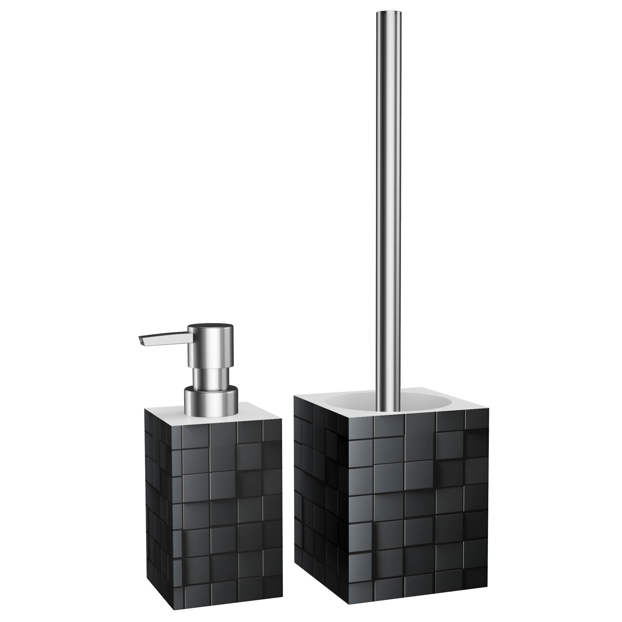 BADEZIMMER Set Cube - Schwarz, Kunststoff (7/17/7cm) - Sanilo