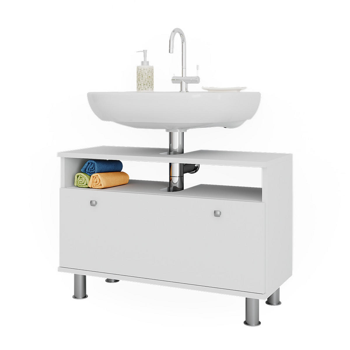 WASCHBECKENUNTERSCHRANK Fynn Weiß 80.2 x 54 cm mit Schublade - Weiß, Holzwerkstoff (80.2/54/32cm) - Vicco