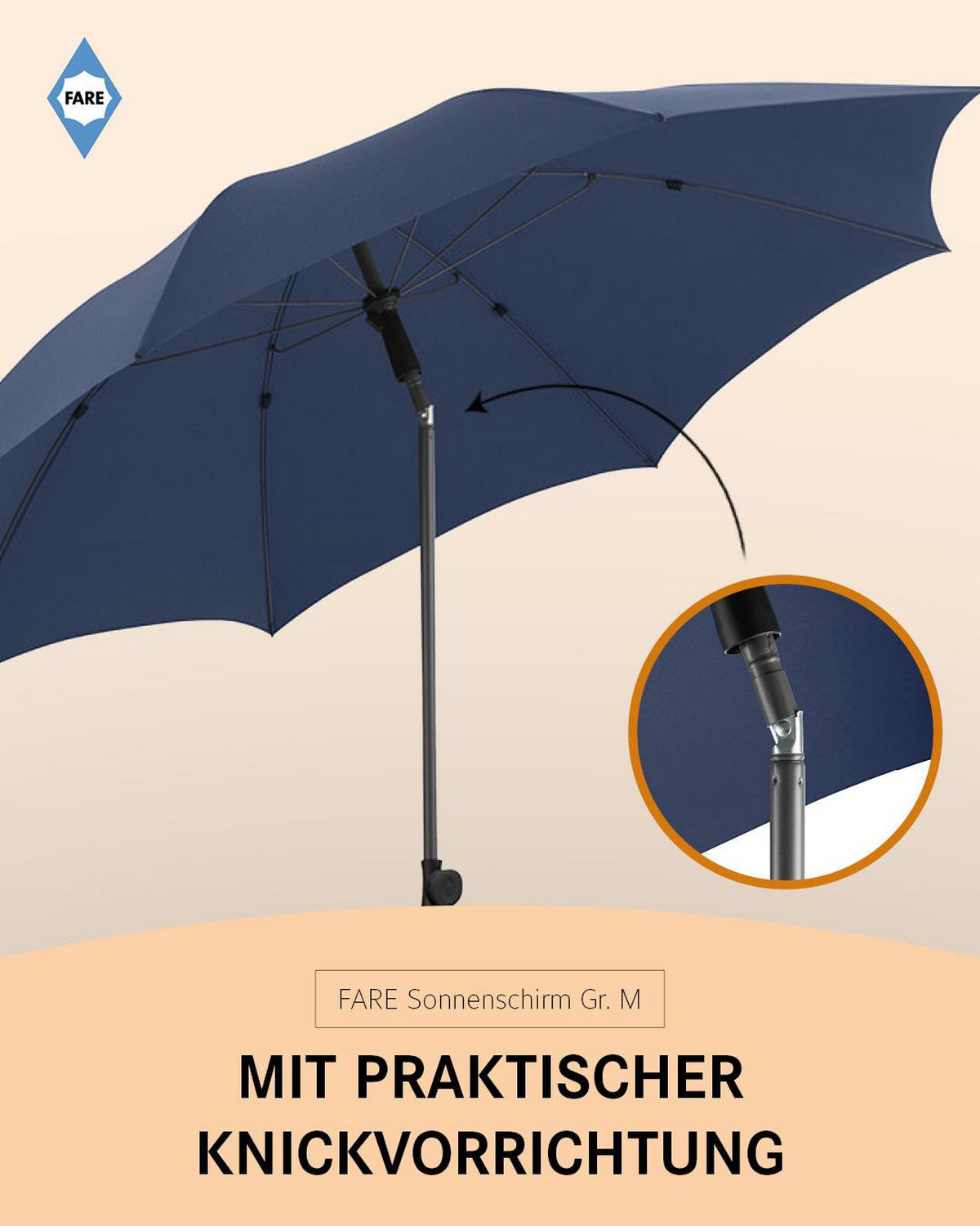 SONNENSCHIRM 180/180/126 cm - Dunkelblau, Kunststoff (180/180cm) - FARE
