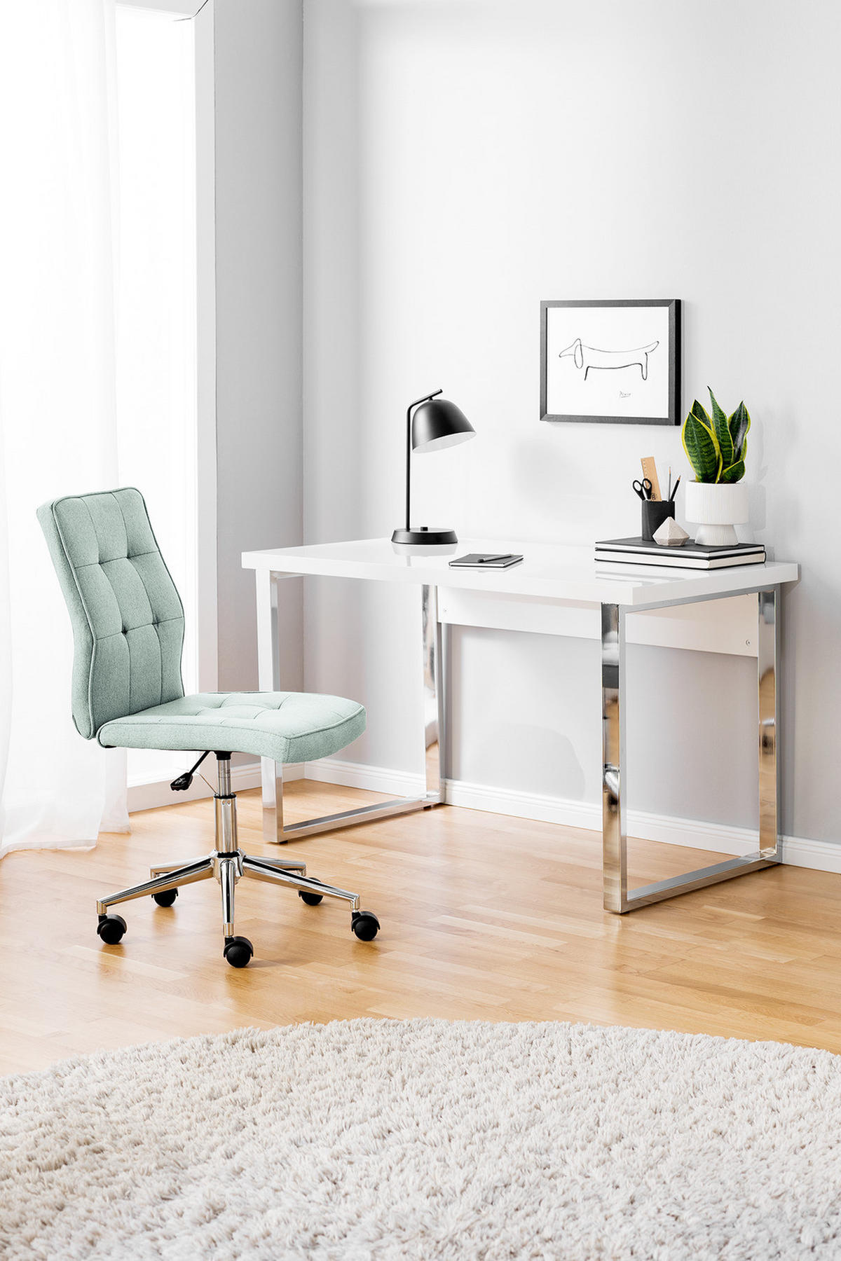 BÜROSTUHL - Mintgrün, Textil/Metall (46/91/62cm) - home24