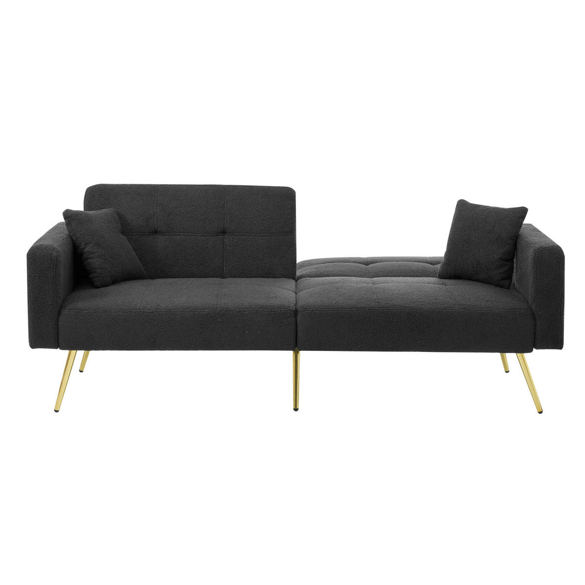 SCHLAFSOFA mit Bettfunktion verstellbarem Winkel Goldene Beine Antique Grey 175/64/72 cm - Dunkelgrau, Kunststoff (175/72/64cm) - OKWISH
