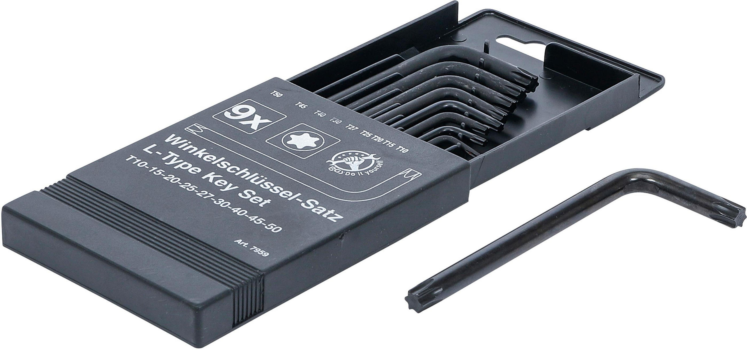 WINKELSCHLÜSSEL-SATZ | T-PROFIL (FÜR TORX) T10 - T50 | 9-TLG. - Multicolor, Kunststoff/Metall (1/1cm) - BGS technic