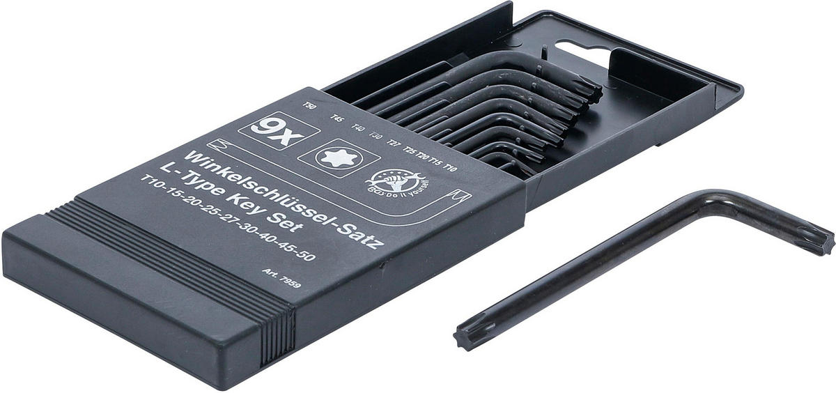 WINKELSCHLÜSSEL-SATZ | T-PROFIL (FÜR TORX) T10 - T50 | 9-TLG. - Multicolor, Kunststoff/Metall (1/1cm) - BGS technic