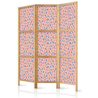 PARAVENT Japanischer 3-tlg 135x172 cm Buntes Tiermuster - Rosa, Holz/Textil (135/172/3cm) - Muralo