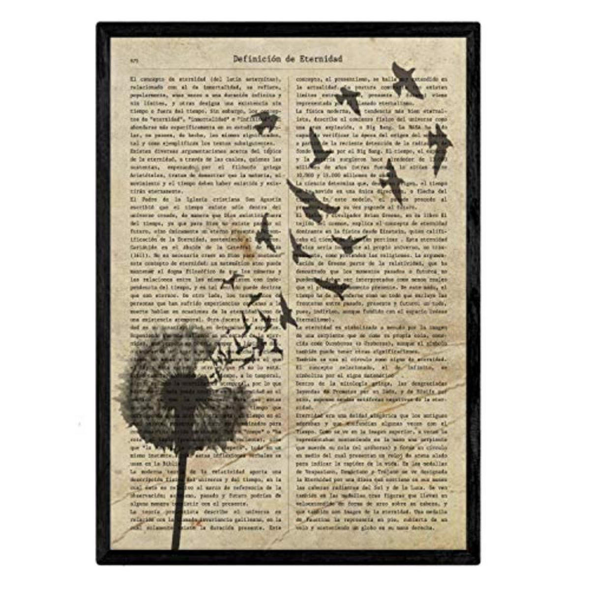 POSTER Set mit 4 Jahrgang Enzyklopädie A4 Schwarzer Rahmen - Schwarz, Papier (29.7/3cm) - Nacnic