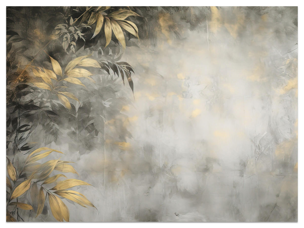 FOTOTAPETE Blätter Beton Abstraktion Vintage 350x256 - Gelb/Beige, Papier (350/256cm) - Muralo