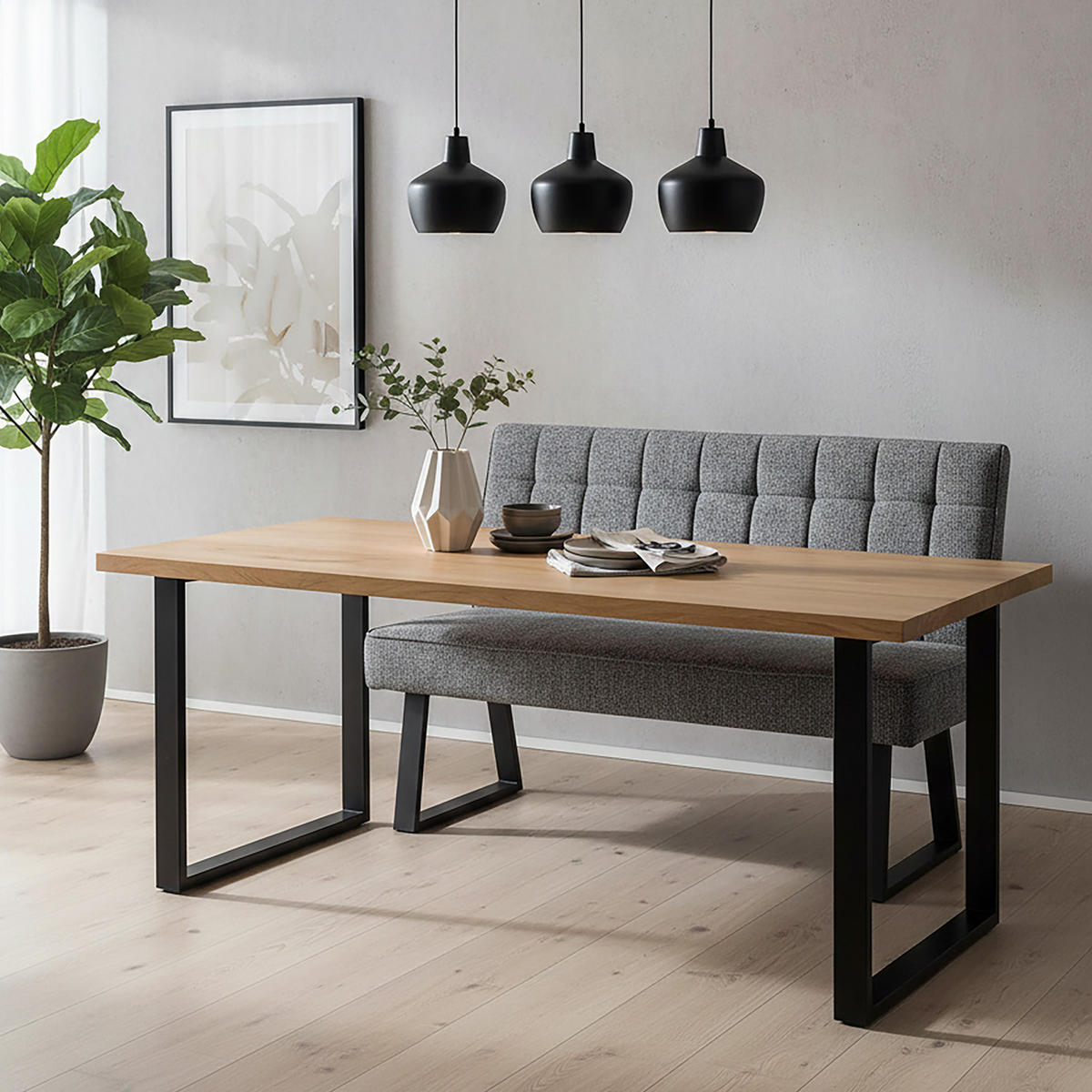 SITZBANK CLARA - Grau, Metall (140/91/66cm) - DUBI Möbel