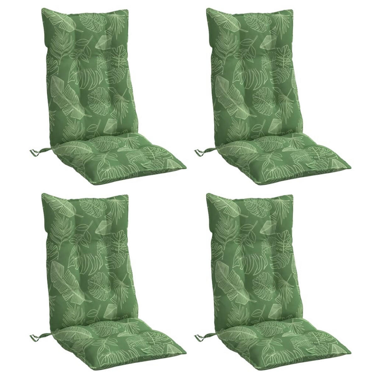 HOCHLEHNER-AUFLAGEN 4 Stk. Blattmuster Oxford-Gewebe - Grün, Textil (50/7/120cm) - vidaXL