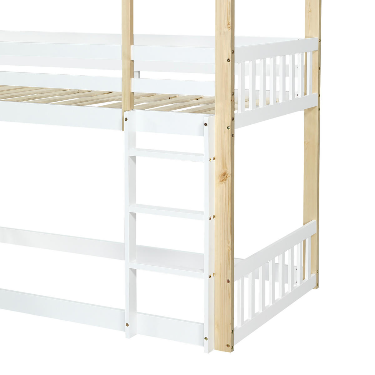 HAUSBETT 90/200 cm Weiß, Natur - Weiß, Holz - Raumix