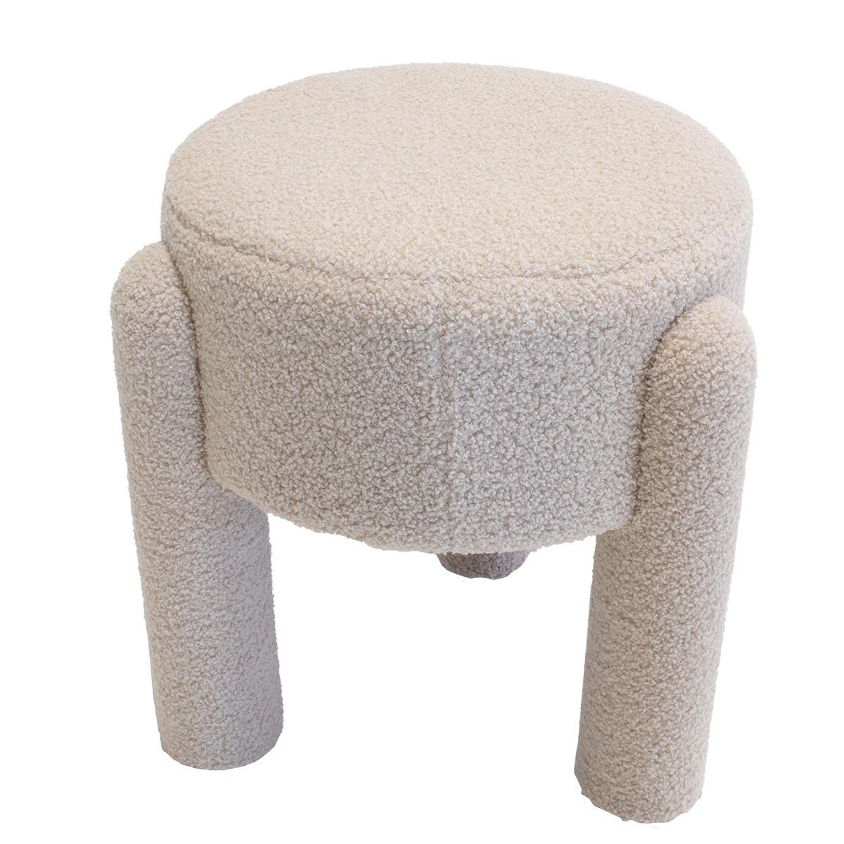 POUF aus Stoff 44x44x42cm, bouclé - Taupe, Holz (44/42/44cm) - Giga Meubel