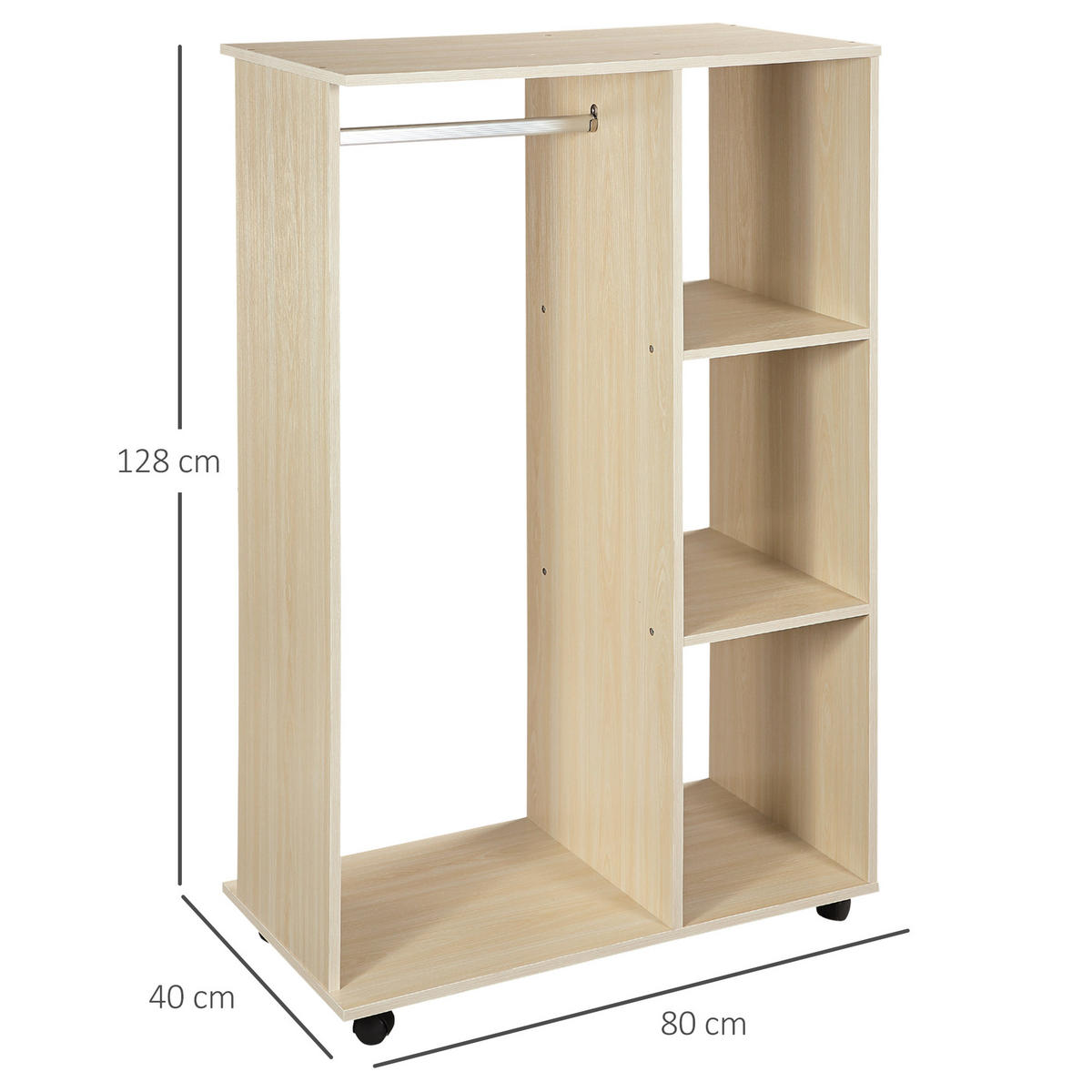 KLEIDERSCHRANK Braun 1 Stück - Braun, Holz (40/128/80cm) - GiPP