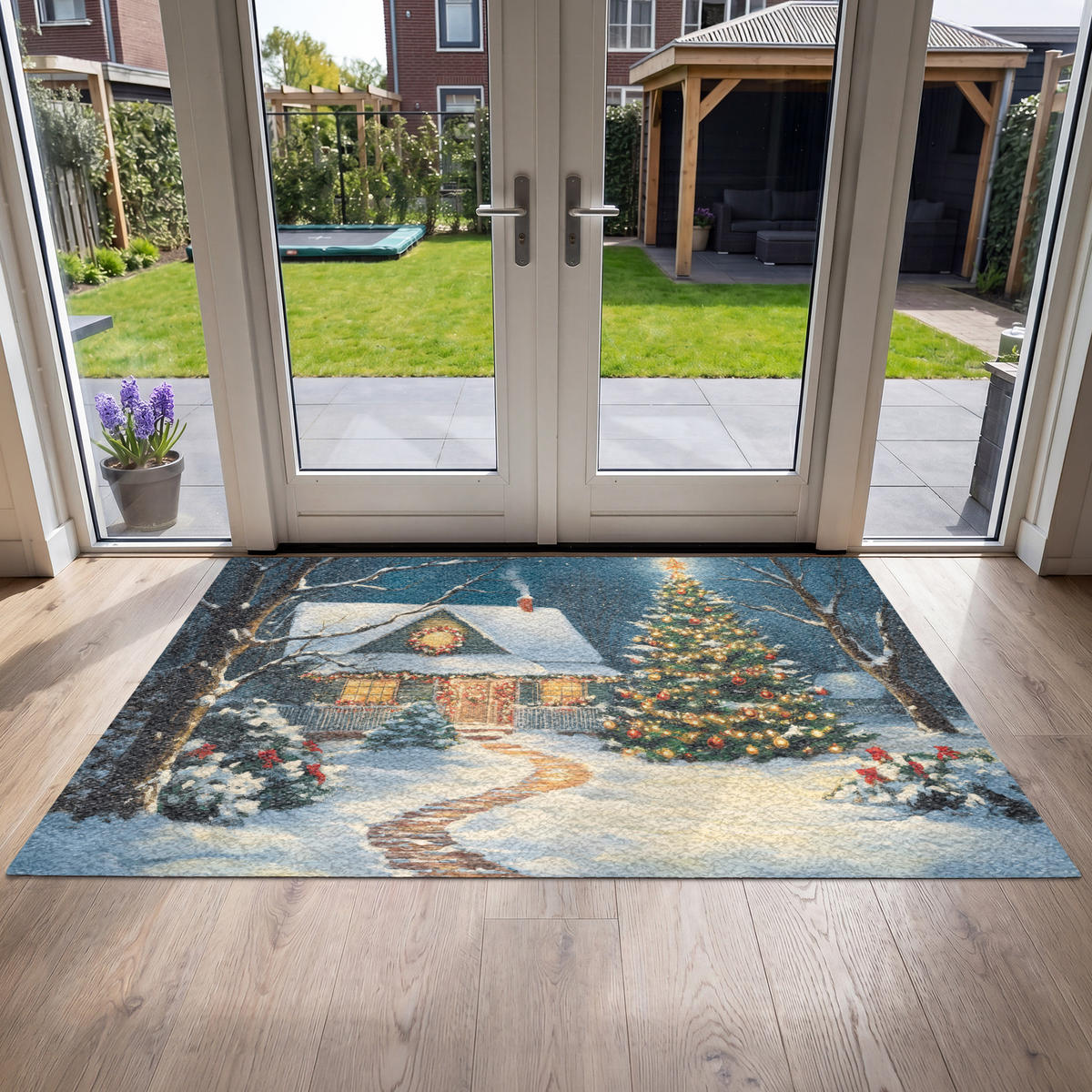 ROHOŽKA Vianoce - Vianočný stromček - Zima - Domov - Sneh 180x120 cm - viacfarebná, plast (180/120cm) - MuchoWow