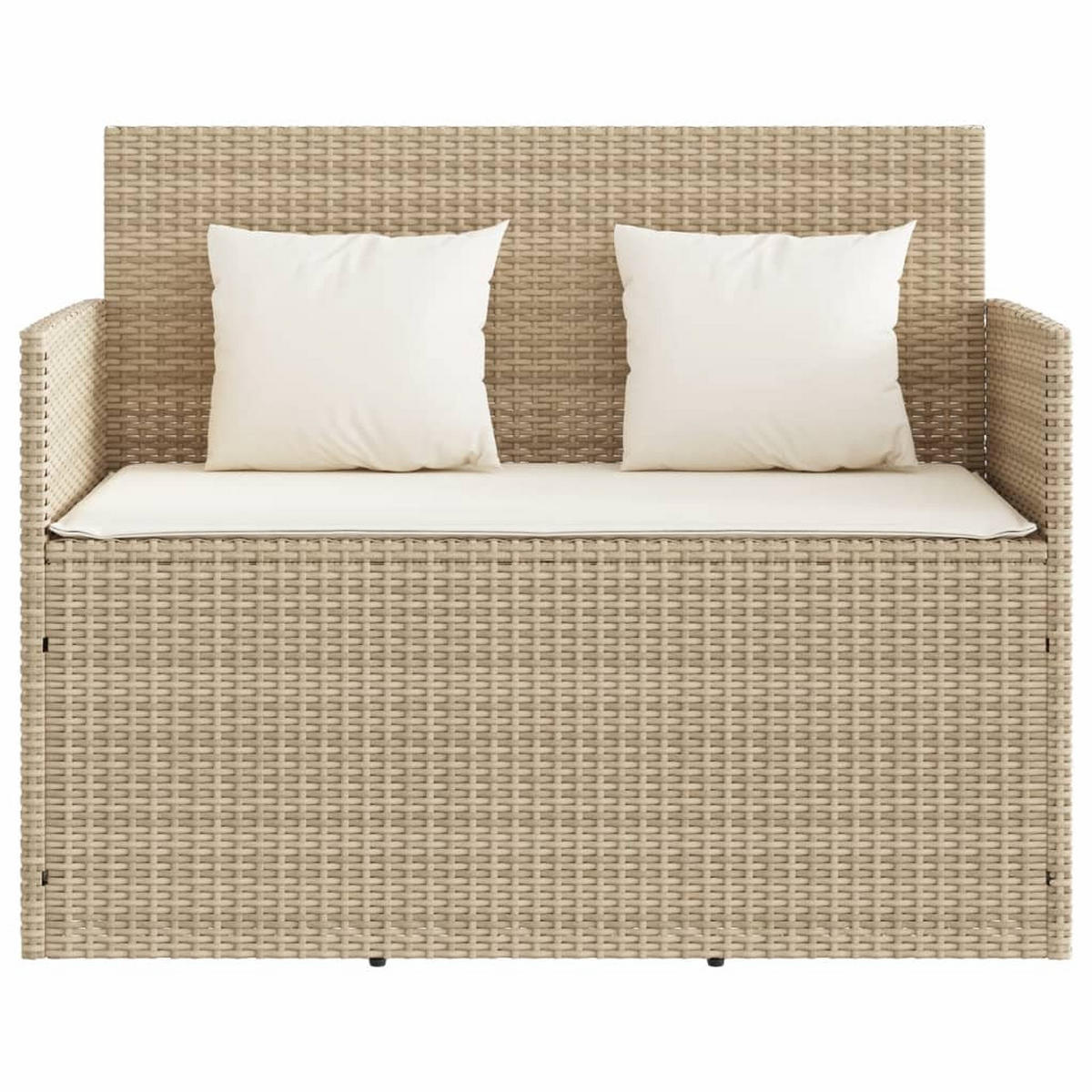 GARTENBANK mit Kissen Beige Poly Rattan - Beige, Kunststoff (120/90.5/50cm) - furnicato