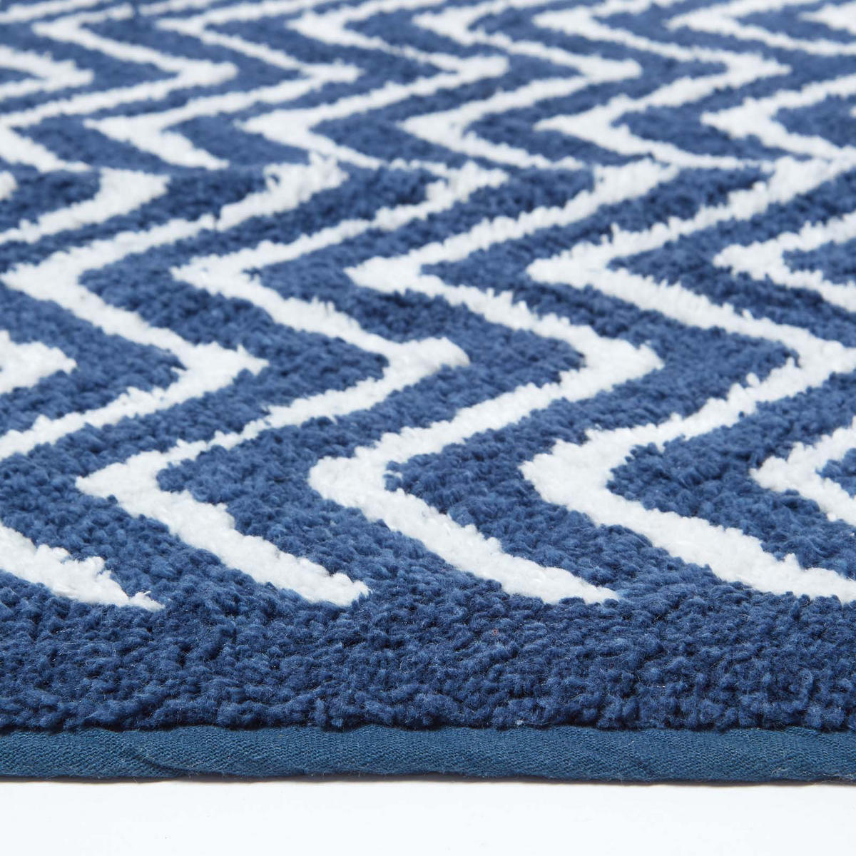 BADEMATTE 50/80 cm Chevron, Baumwolle - Blau, Textil (50/80cm) - Homescapes