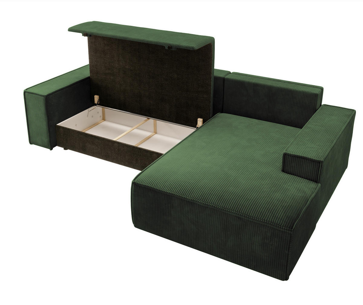 ECKSOFA Farese Dunkelgrün Cordbezug - Schwarz/Grün, Kunststoff/Textil (267/167cm) - Selsey