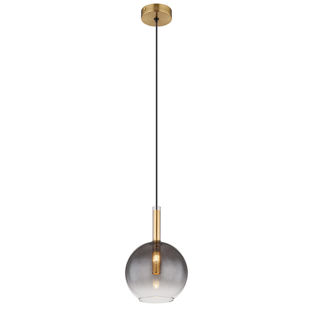 HÄNGELEUCHTE, Rauchglas, Schwarz, höhenverstellbar - Schwarz, Glas (18/18/120cm) - Globo Lighting