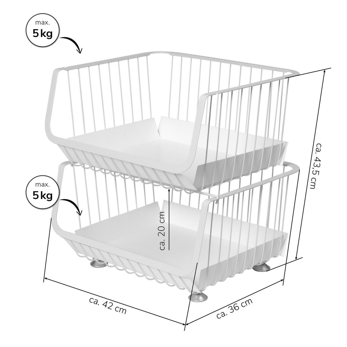 AUFBEWAHRUNGSKÖRBE, weiß, Metall, Kunststoff - Weiß, Metall (42/43.5/36cm) - bremermann