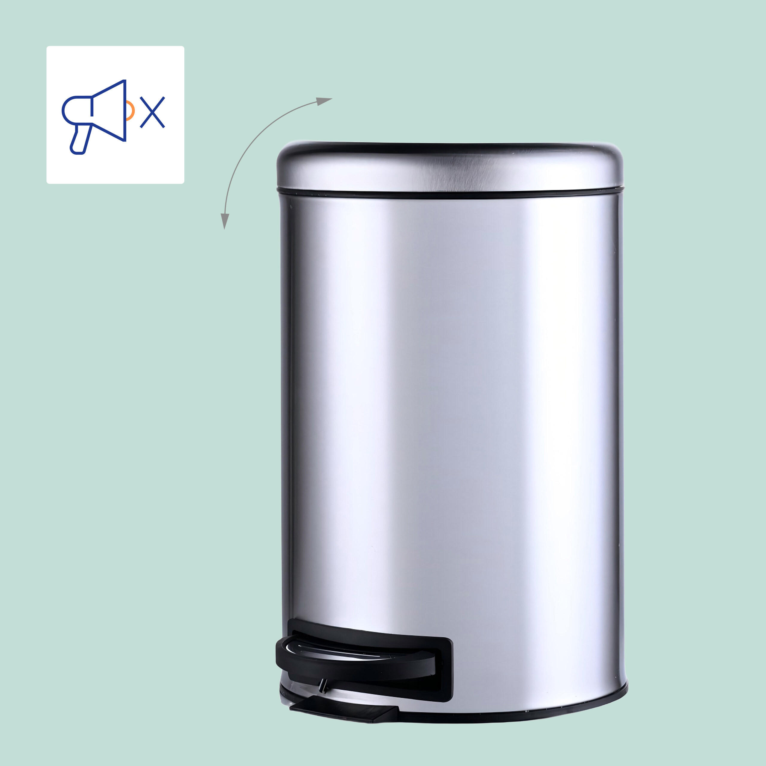 MÜLLEIMER - Silberfarben, Kunststoff/Metall (25.5/39/33cm) - Relaxdays