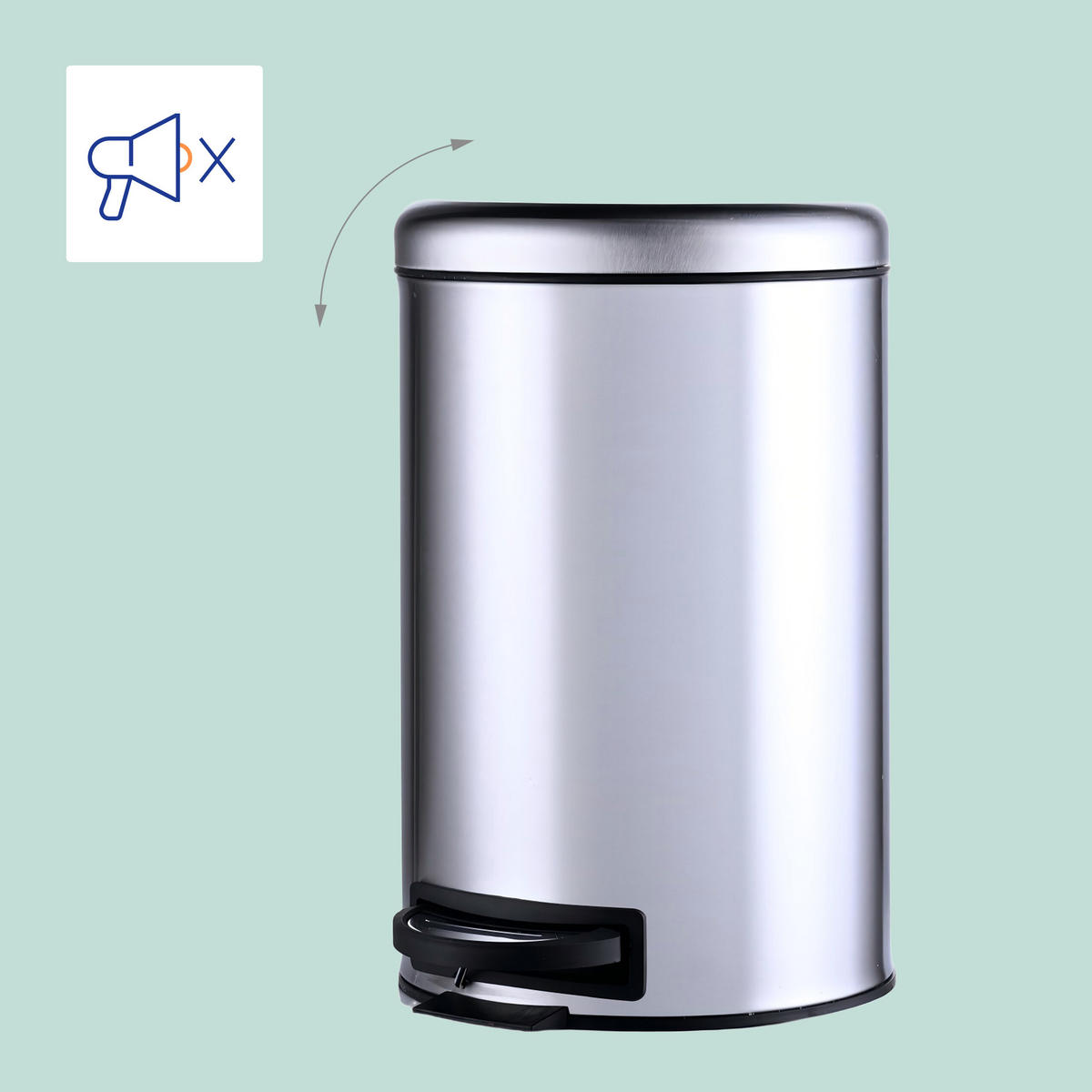 MÜLLEIMER - Silberfarben, Kunststoff/Metall (25.5/39/33cm) - Relaxdays