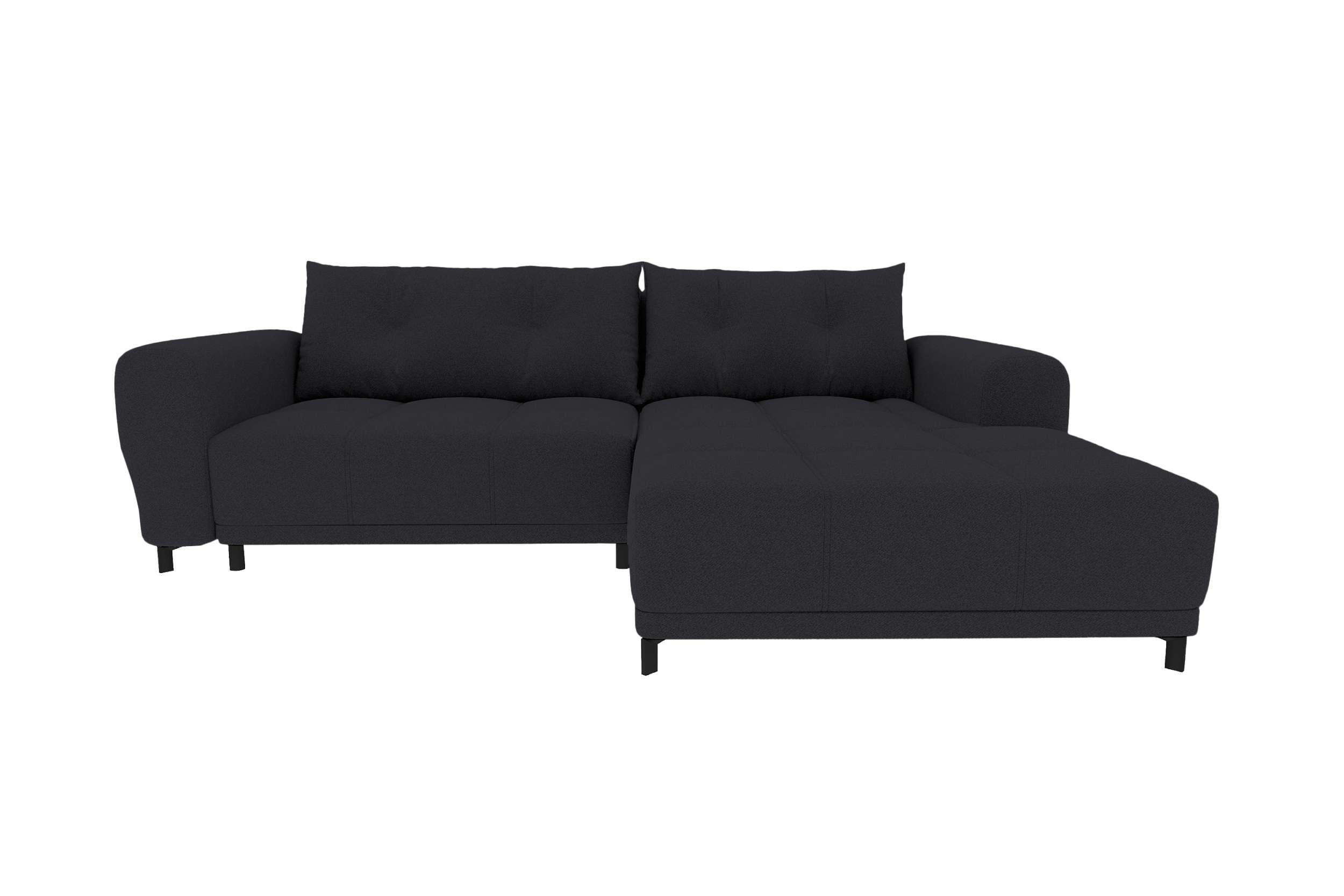ECKSOFA Massimo Strukturstoff Schwarz inkl. Schlaffunktion Rechts - Schwarz, Textil/Metall (246/177cm) - 99rooms