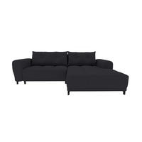 ECKSOFA Massimo Strukturstoff Schwarz inkl. Schlaffunktion Rechts - Schwarz, Textil/Metall (246/177cm) - 99rooms