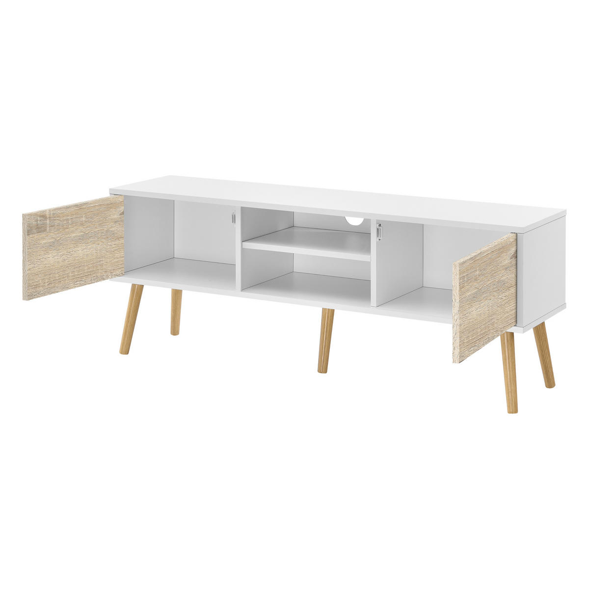 LOWBOARD Eskilstuna - Eichefarben, Holz/Holzwerkstoff (120/46.5/29.5cm) - [en.casa]