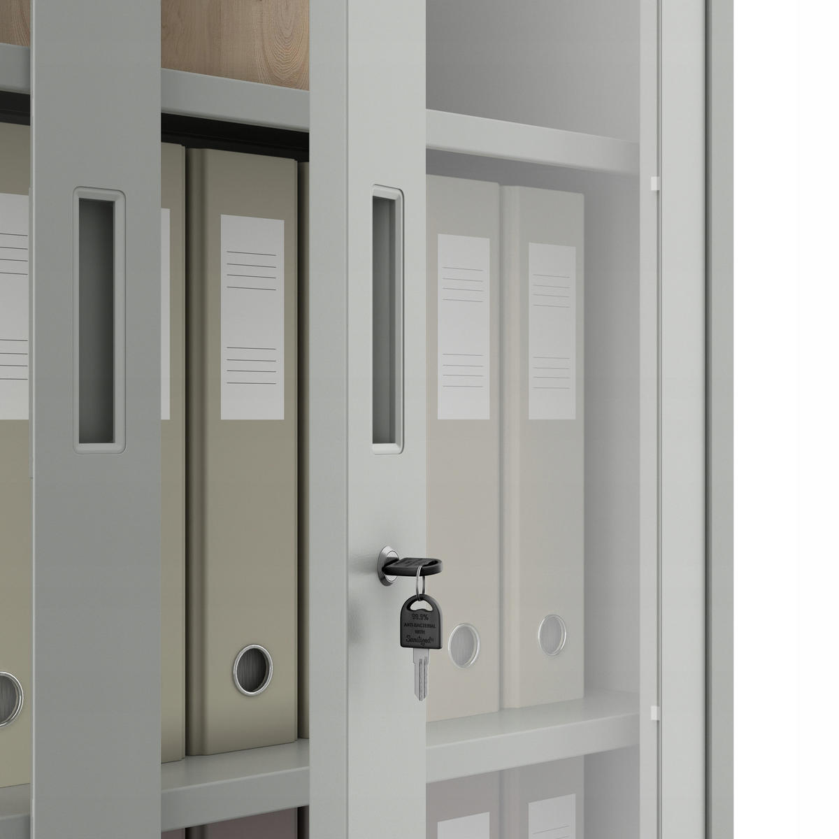 VITRINENSCHRANK Amelia - Grau, Metall (90/185/40cm) - Jan Nowak