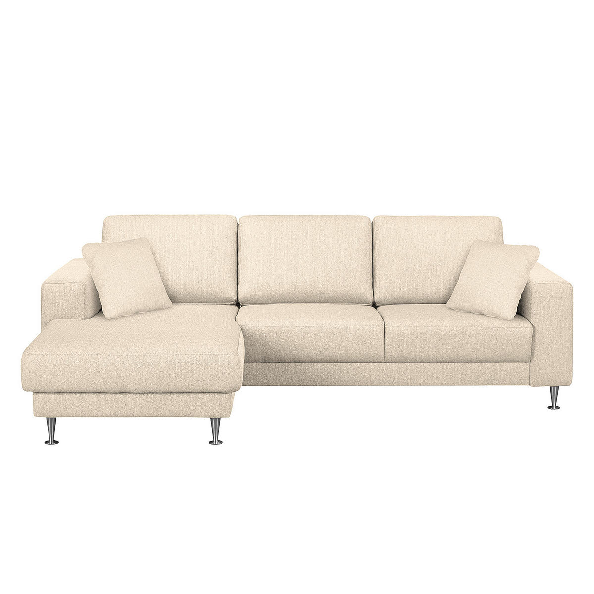 ECKSOFA mit Longchair - Strukturstoff - Beige, Textil (235/150cm) - home24