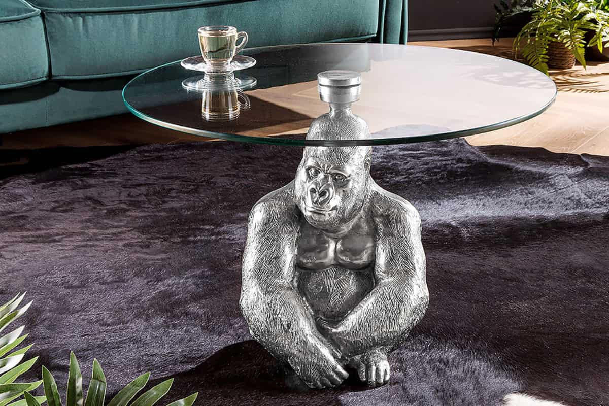 COUCHTISCH KONG Sicherheitsglas rund Transparent 60cm - Transparent/Silberfarben, Glas/Metall (60/60/43cm) - riess-ambiente