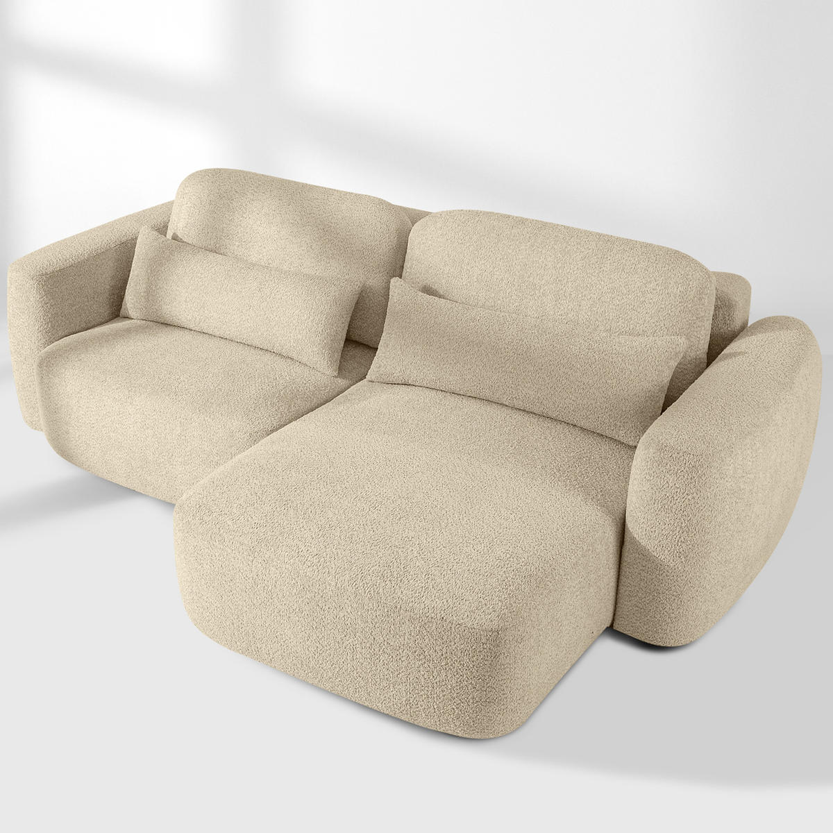 ECKSOFA rechts ELOSA - Beige, Holz/Textil (245/165cm) - KONSIMO®