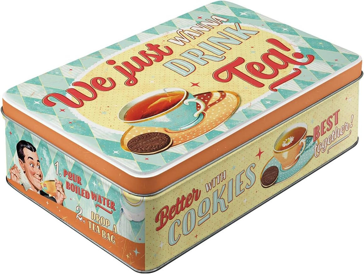 VORRATSDOSE flach Tea & Cookies Together - Multicolor, Metall (23/7/16cm) - Nostalgic-Art
