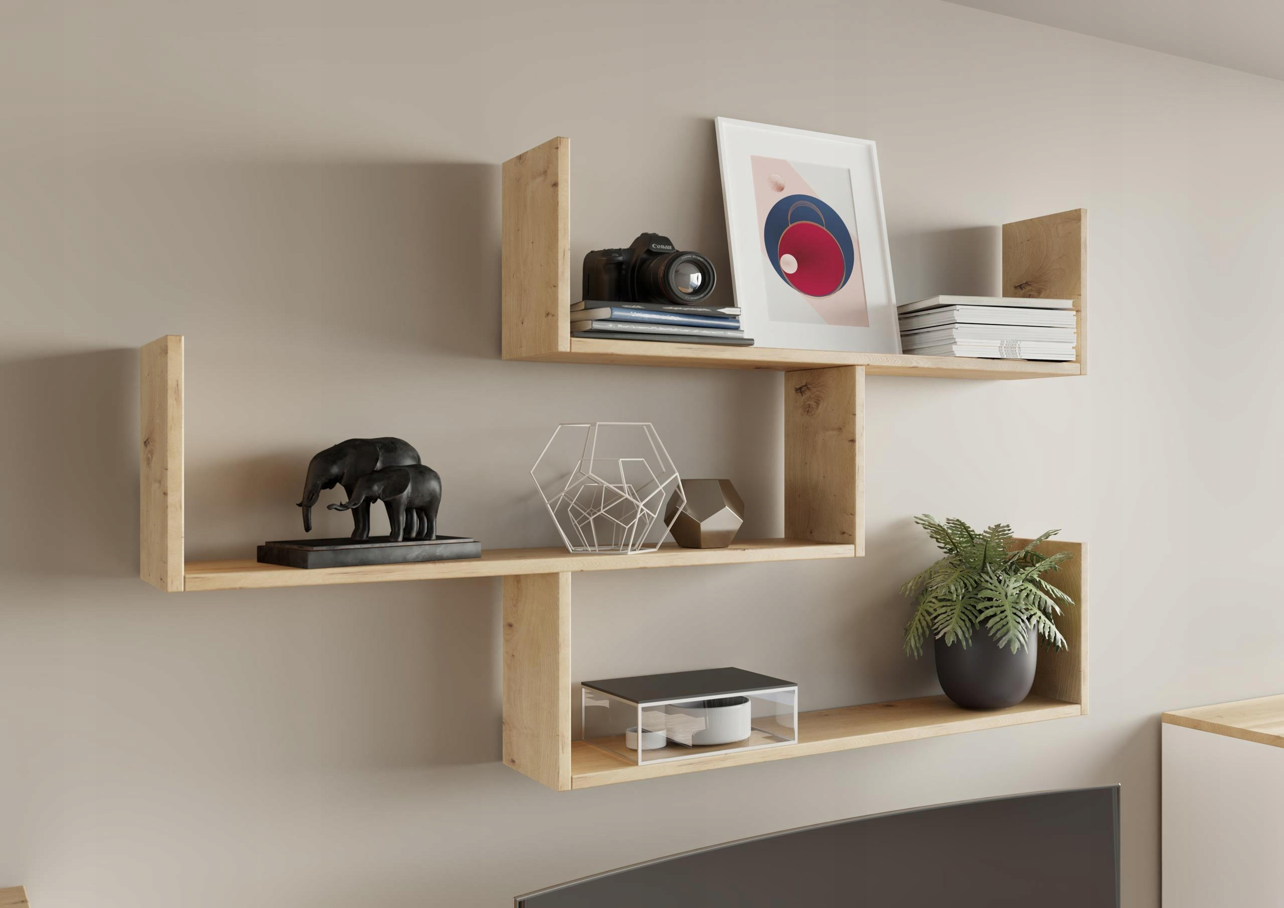 HÄNGEREGAL Theta Artisan Eiche 123,6/21/54 cm - Eiche Artisan, Holzwerkstoff (123.6/54/21cm) - Matkam Möbel