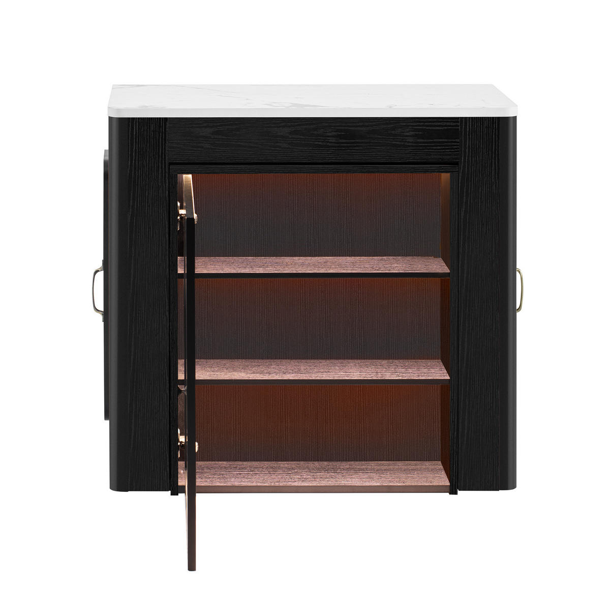 KÜCHENINSEL 83/39,6-149,6/77 cm weiß schwarz aus MDF mit Auszug Rollen LED und Steckdose - Schwarz, Holzwerkstoff (83/77/39.6cm) - OKWISH