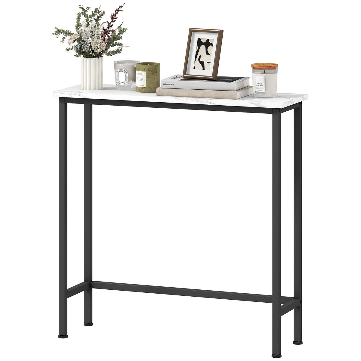 KONSOLENTISCH Flurtisch mit verstellbar Fußpads, Kippschutz 75 x 24 x 76 cm für Kleinen Raum Schwarz - Schwarz, Holzwerkstoff (75/76/24cm)