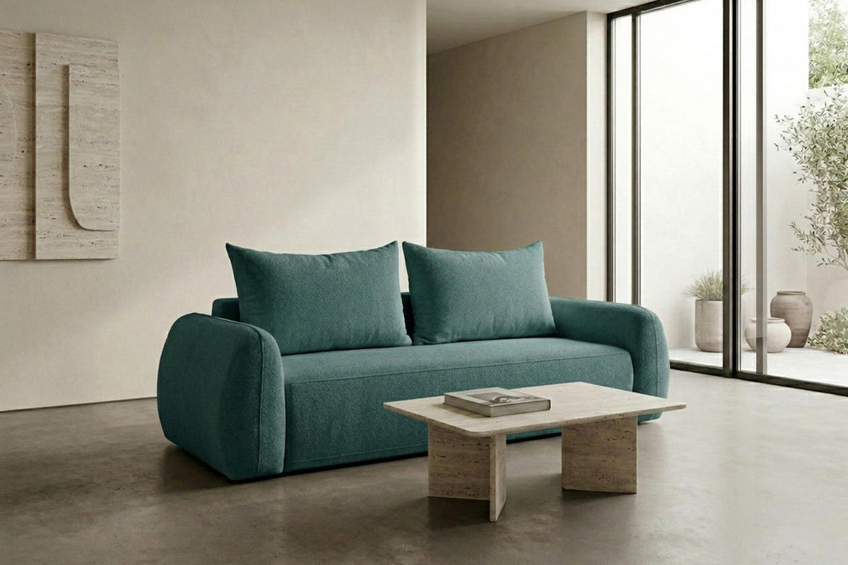 POHOVKA S Funkcí Spaní A Úložným Prostorem, Látka Doha, Zelená, HELA - zelená barva, dřevo (250/89/100cm) - Kaiser Möbel
